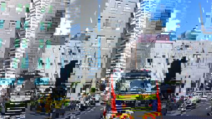 Emergency services were called to Britomart station when a train derailed there on May 9. Photo / Greg Bowker.