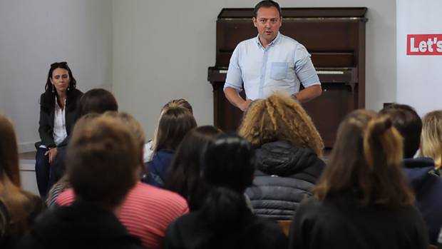 Labour leader Jacinda Ardern and Labour's General Secretary Andrew Kirton spoke at the Young Labour summer camp at Waitawheta near Waihi in February.