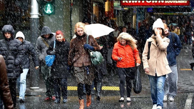 It is one of the coldest days Auckland has seen since it 'snowed' several years ago. (Photo / NZ Herald)