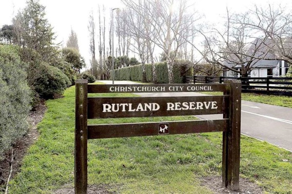 A St Albans resident wants action to flooding issues in Rutland Reserve sign. (Photo / Star.kiwi)