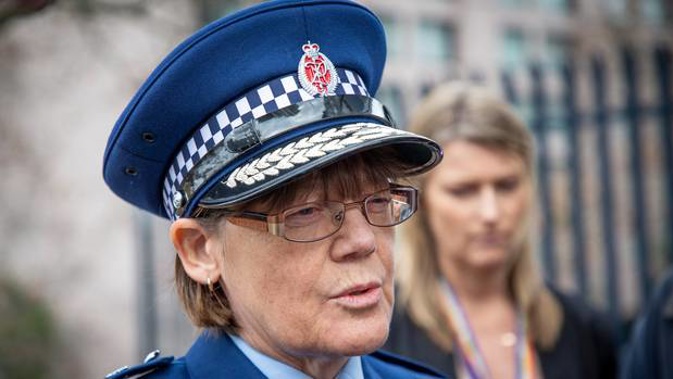 Superintendent Karyn Malthus, Auckland City District Commander, talks with media outside the Auckland Central Police Station about the death of the man in police custody. Photo / Greg Bowker
