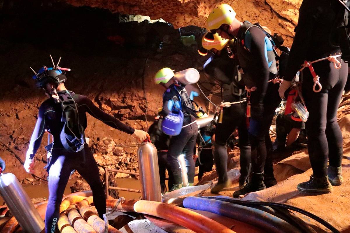 A former British rescue coordinator said a decision to extract a group of boys and their coach trapped in a partially-flooded cave system in northern Thailand, by having them swim out accompanied by rescuers, could be fatal. (Photo / Supplied)