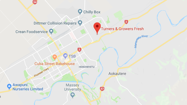 Emergency services are at Turners & Growers warehouse on Mihaere Drive, in Roslyn. Image / Google