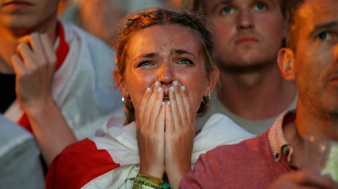 English fan reacts to World Cup exit. 
