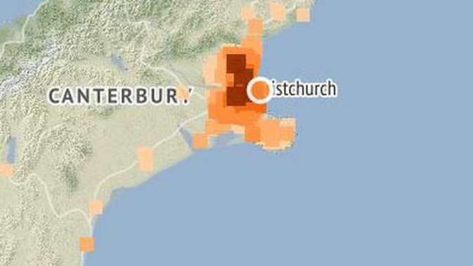 The earthquake struck about 10km east of Christchurch at a depth of 12km at 9.10pm. (Image / Geonet)