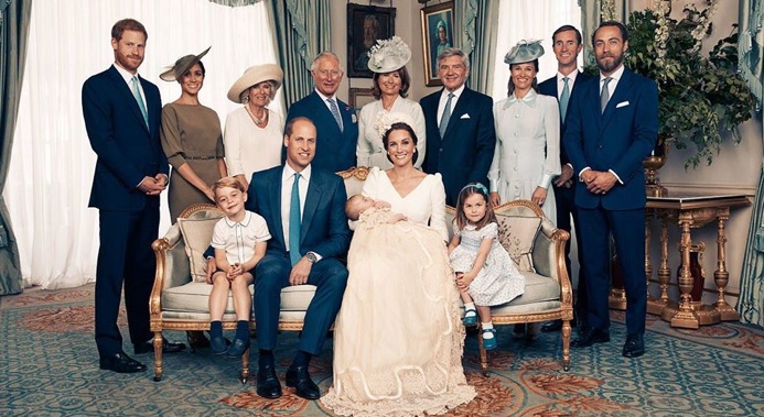 The Middleton family noticeably outnumbered the royals at the christening event. (Photo / Twitter)