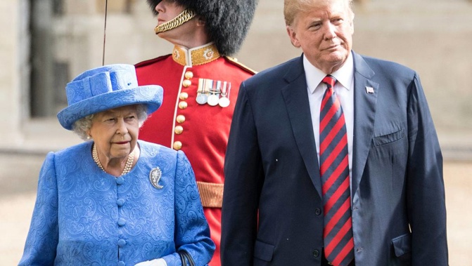 US President Donald Trump and Queen Elizabeth II at Windsor Castle. Photo / Getty Images