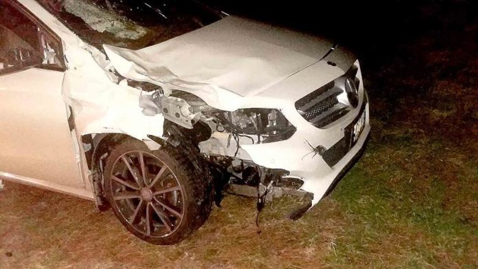 Former mayor Bill Woods crashed his two-year-old mercedes into a cow on Thursday. (Photo / Star.Kiwi)