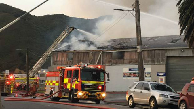 Burnt out remains of the factory in Lower Hutt. (Photo / Ruby Spink)