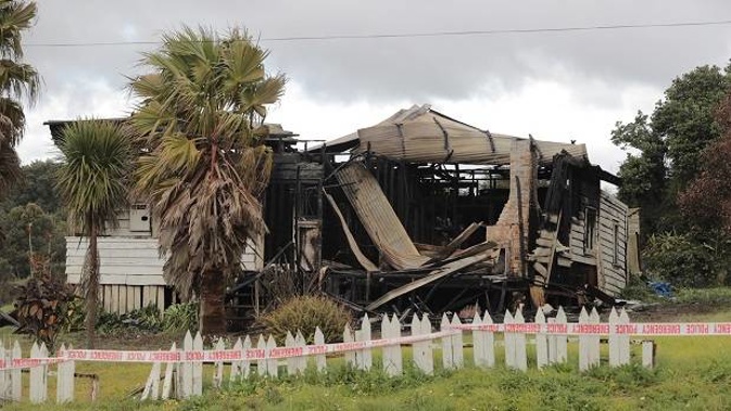 A 55-year-old man died at property on Blake Rd in Pukekohe on Saturday night after candles were lit and the house was engulfed in flames (Image / Michael Craig)