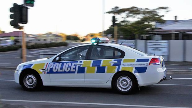 The driver crashed into four police cars and nearly drove one officer over. (Photo / Supplied)