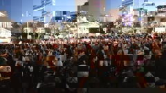 The crowds made their voices heard. (Video: Daniel Walker)