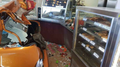 Kaz VanReemst and his 9-year-old daughter say they are lucky to be alive after a car crashed into the bakery they were at as they went to pay for food. (Photo /Supplied)