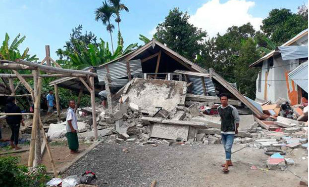 Destroyed homes in an area affected by the earthquake at Sajang village East Lombok in Indonesia. Photo / AP
