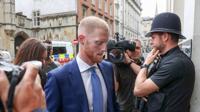 The New Zealand-born English cricketer had denied the charge following a fight near a Bristol nightclub last September. Photo \ AP