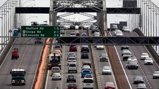 Heavy traffic on the Auckland Harbour Bridge.