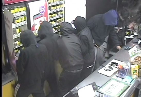 Five offenders were caught on camera during their brazen robbery. (Photo / Supplied)