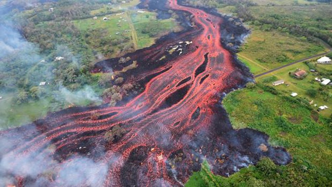 The Kilauea volcano has calmed after creating land the size of 350 rugby fields. (Photo / AP)