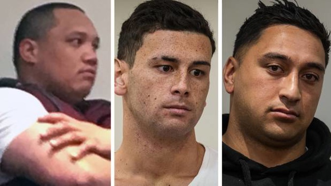 Pleading guilty in the Rotorua District Court today were Shannon Apirana (left), Sebastien Wineera and Ryan Lingman. Photo / Stephen Parker