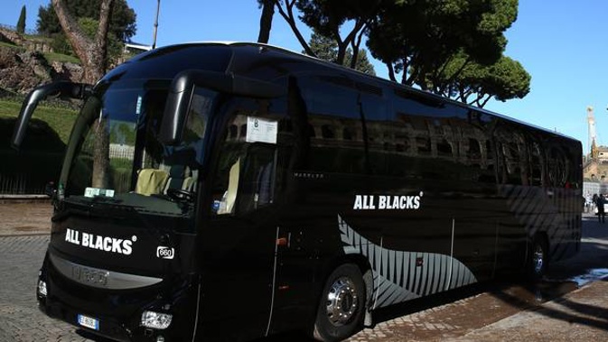 All Blacks team bus. Photo / Getty