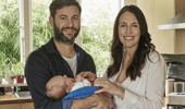 Clarke Gayford and Jacinda Ardern with Baby Neve. Photo / NZ Herald
