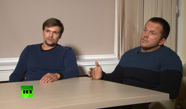 Ruslan Boshirov, left, and Alexander Petrov are the two suspects in the poisoning case. (Photo / AP)