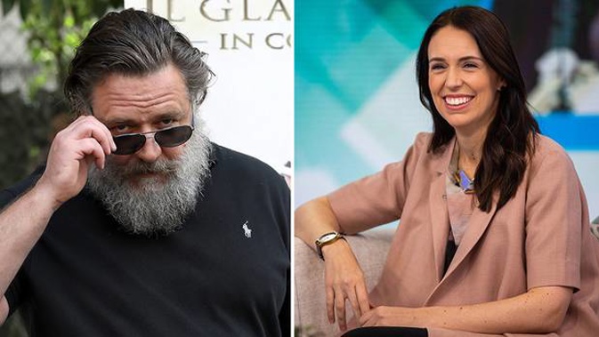 It appears Russell Crowe can't get enough of Jacinda Ardern. (Photo / Getty)
