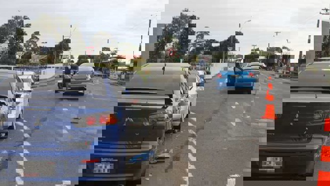 The end of the line for a stolen car. The parked cars that were damaged are to the left. (Photo / Peter Jackson)