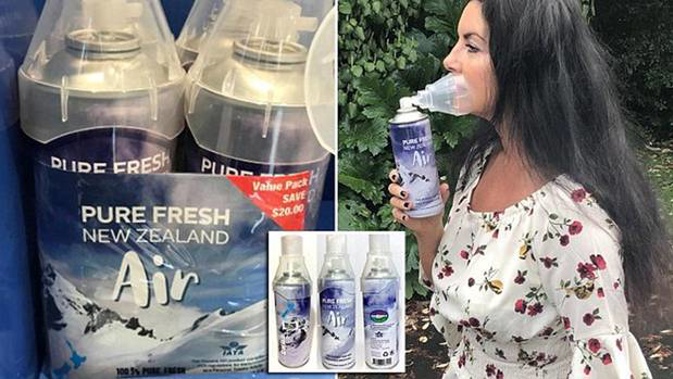 The bottles - which come with breathing masks attached - are sold around the world by a company called Kiwiana.
