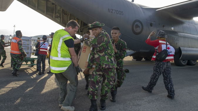More than 10 tonnes of aid has been flown into the city of Palu.