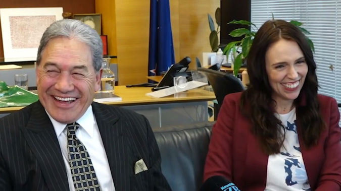 New Zealand First leader Winston Peters with Prime Minister Jacinda Ardern,