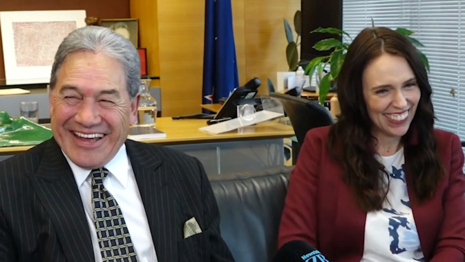 New Zealand First leader Winston Peters with Prime Minister Jacinda Ardern, 