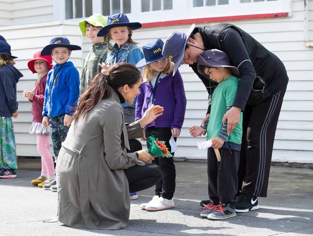 Prince Harry and Meghan Markle meeting pupils from local school Houghton Valley School. 