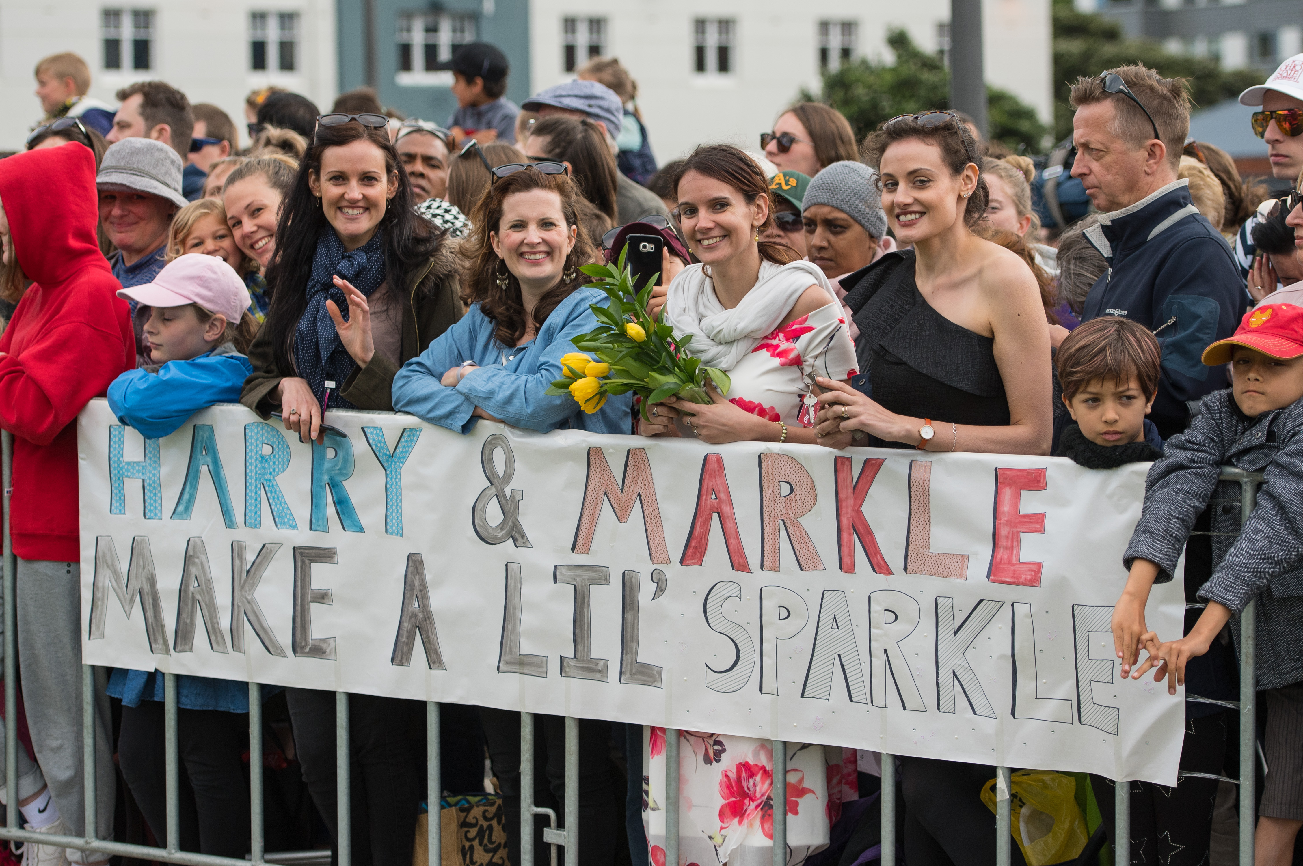 Crowds await the arrival of Prince Harry, Duke of Sussex and Meghan, Duchess of Sussex for a visit the newly unveiled UK war memorial and Pukeahu National War Memorial Park on October 28, 2018 in Wellington, New Zealand. Photo / Getty Images