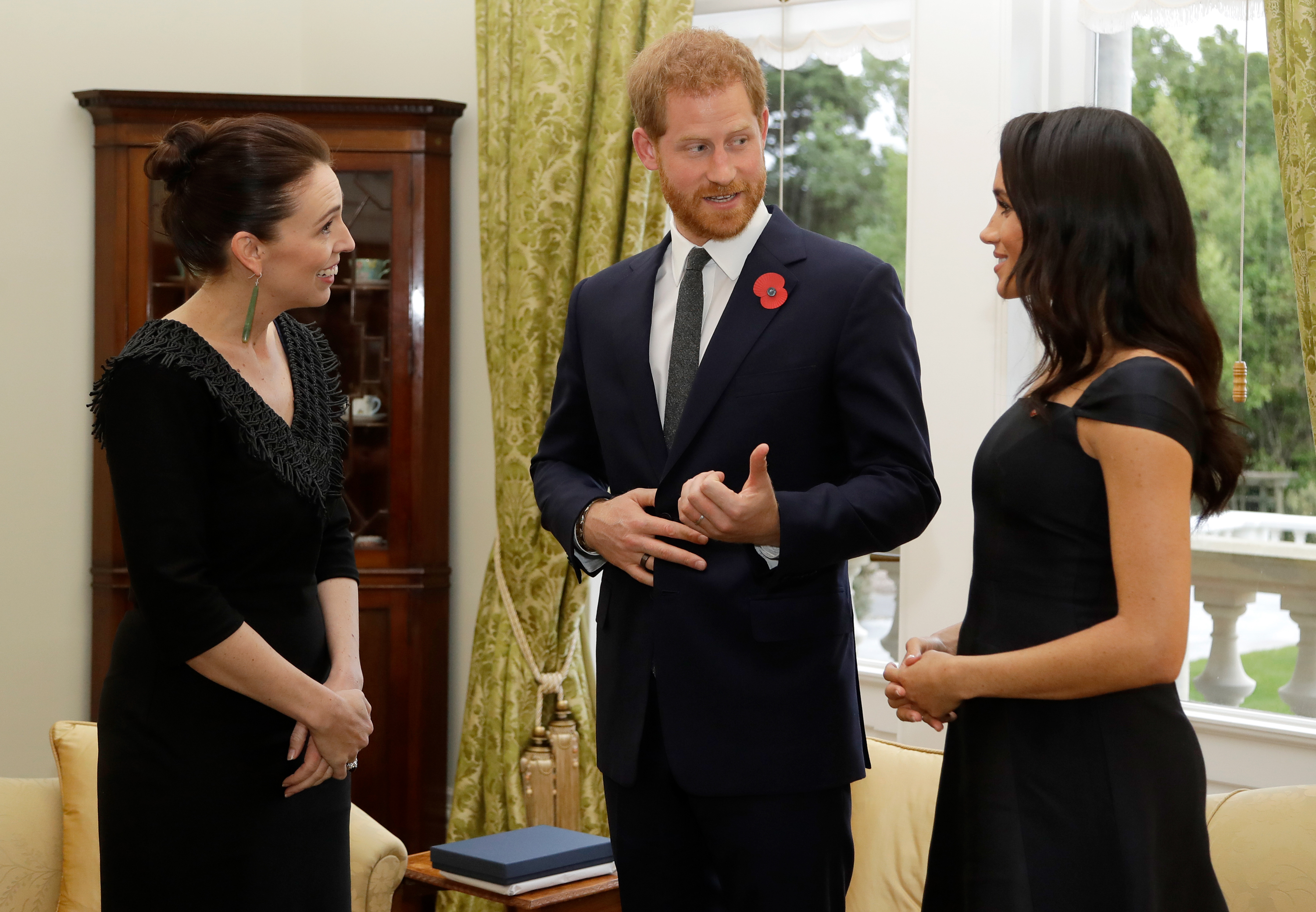 Prince Harry, Duke of Sussex and Meghan, Duchess of Sussex meet New Zealand Prime Minister Jacinda Ardern, at Government House on October 28, 2018 in Wellington, New Zealand. Photo / Getty Images