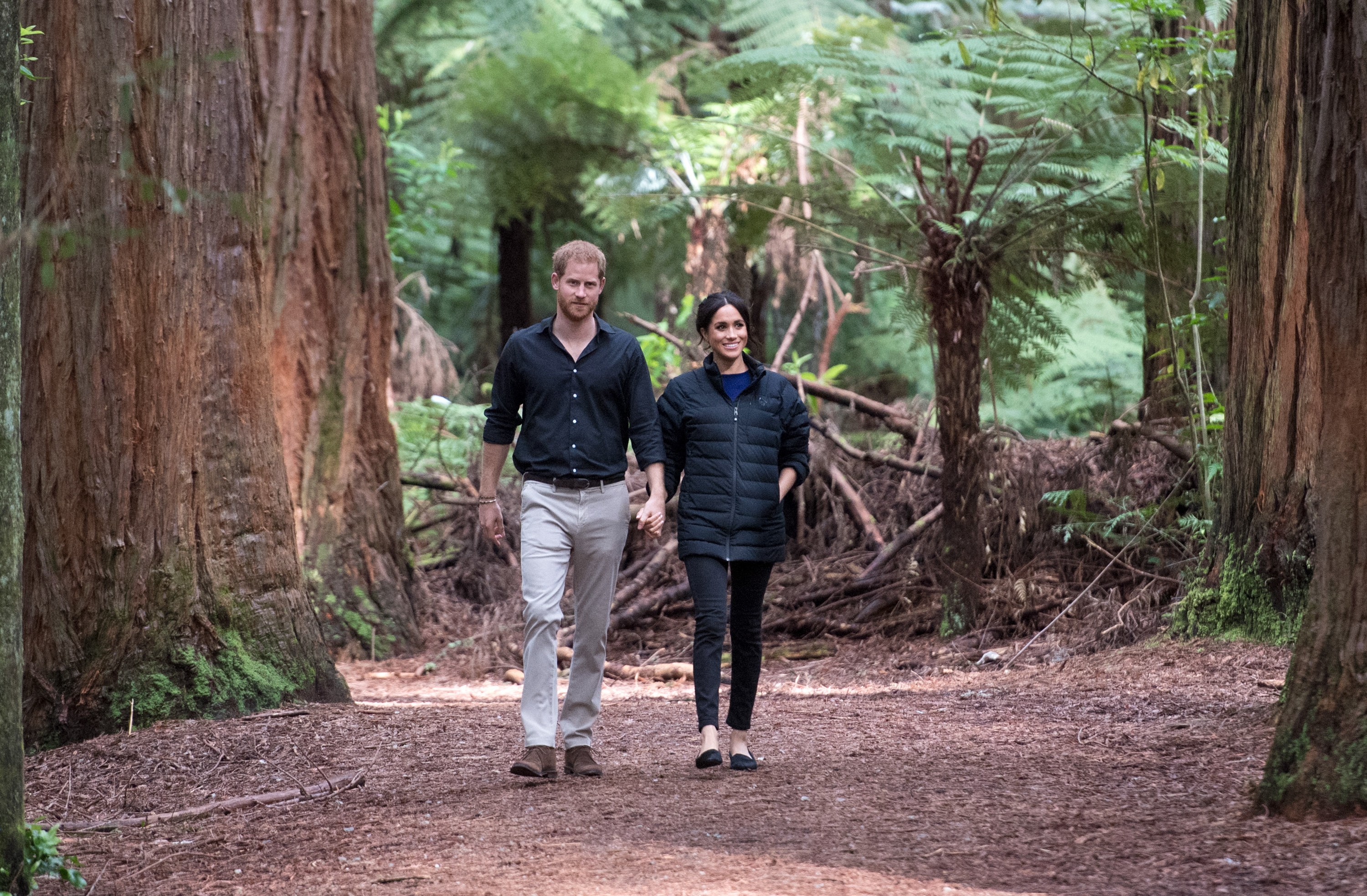 Prince Harry, Duke of Sussex and Meghan, Duchess of Sussex visit Redwoods Tree Walk on October 31, 2018. Photo / Getty Images