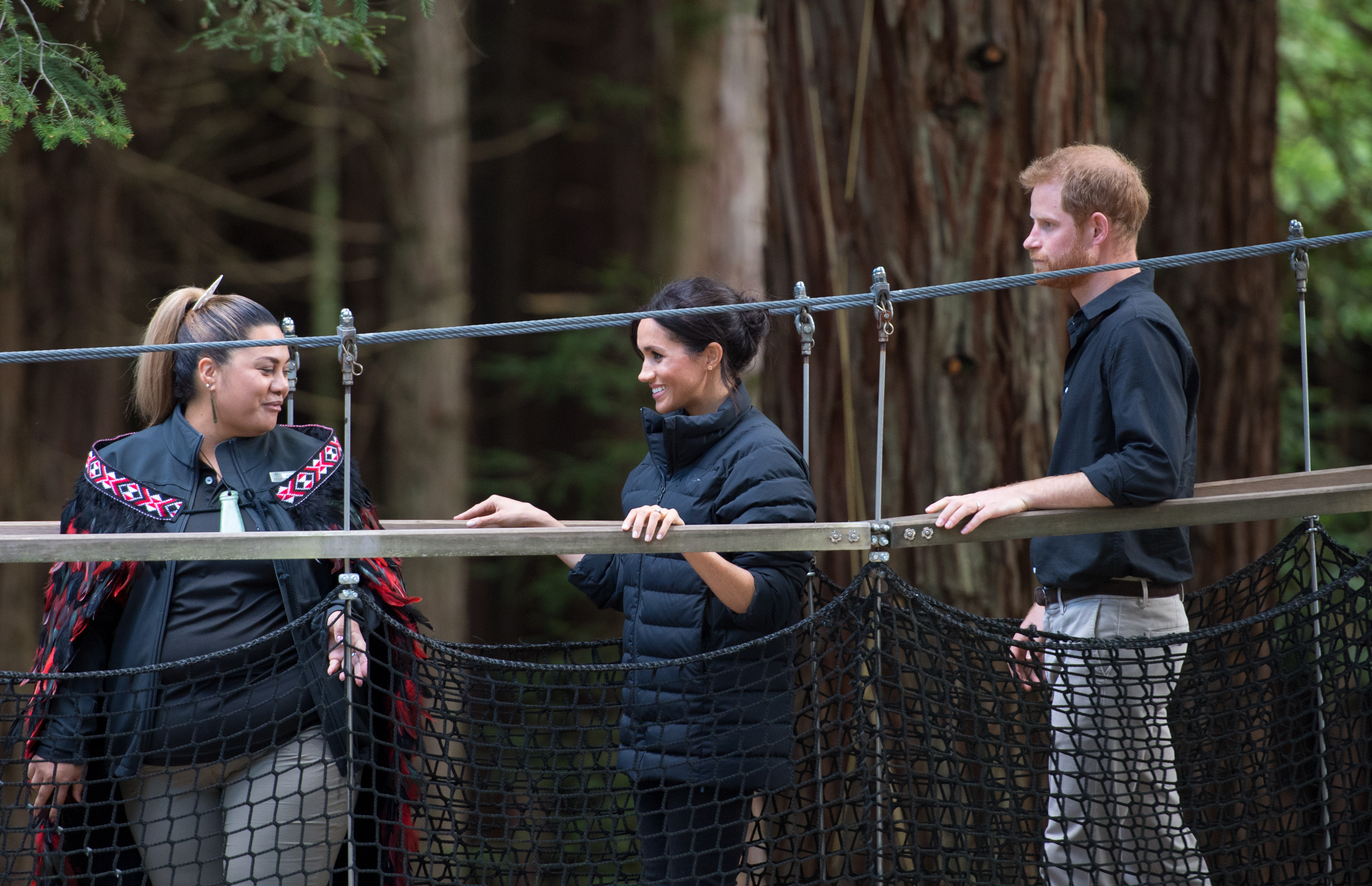 Prince Harry, Duke of Sussex and Meghan, Duchess of Sussex visit Redwoods Tree Walk on October 31, 2018 in Rotorua. Photo / Getty Images