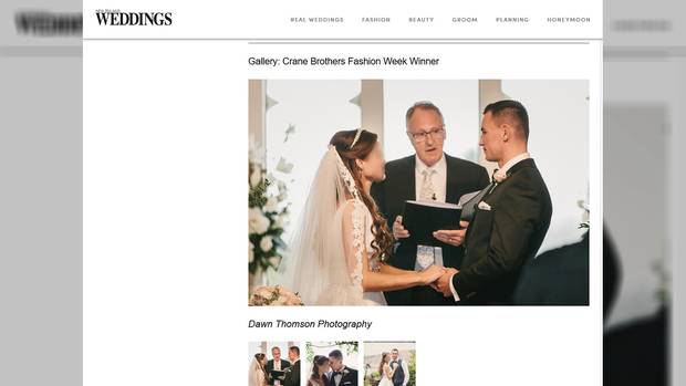 Karel Sroubek's wedding was featured in the New Zealand Weddings magazine in April 2016 under the name Jan Antolik. (Photo / Dawn Thomson Photography)