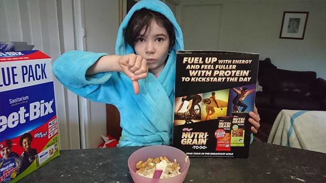 Daliah Lee asked Kellogg's to change its Nutri-Grain packaging to also include females on its boxes. Photo / Annabelle Lee / Facebook