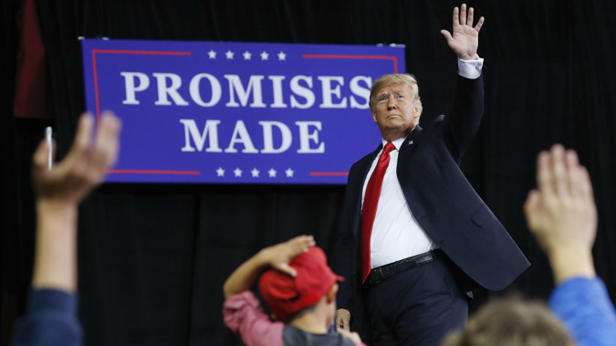 Trump is campaigning as if his presidency were on the line - and in a way, it is. Photo / AP