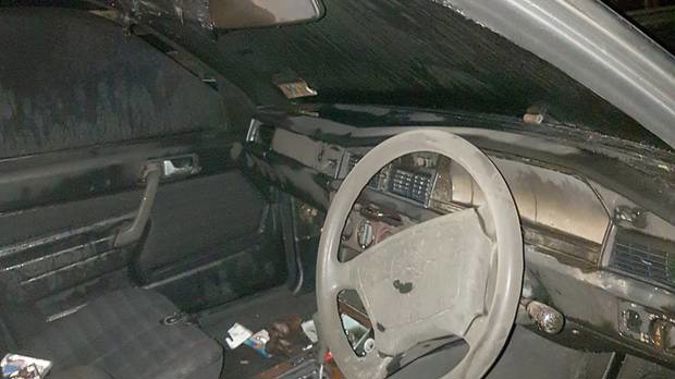 Te Uku resident Claire Andrews says a stray firework has made a mess of her Mercedes sports car. (Photo / Claire Andrews)