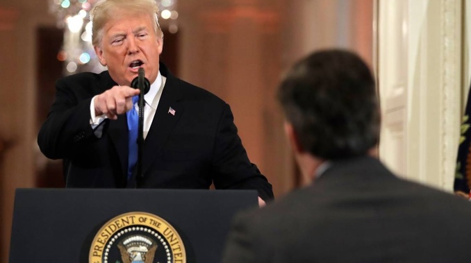 Donald Trump and Jim Acosta clashed during a fiery press conference. (Photo / AP)