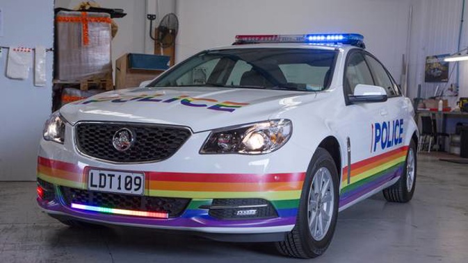Police painted one police car in Pride colours to celebrate this year's Auckland Pride Festival. (Photo / NZ Police)