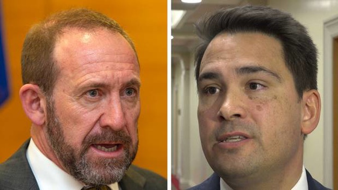 Simon Bridges, right, should avoid repeating Andrew Little's mistake of 2015. (Photos / File)