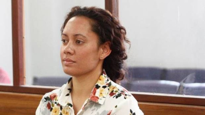 Margaret Herewini-Te Huna sits in the dock at Wellington District Court where she was sentenced this morning for posting a harmful digital communication. (Photo / Melissa Nightingale)