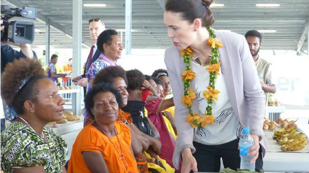 Jacinda Ardern meets some of the stallholders after the official opening. Photo / Audrey Young