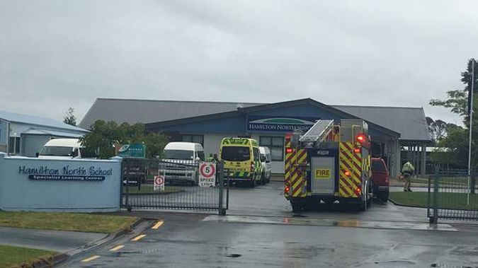 Emergency services are attending Hamilton North School. (Photo / Nikki Preston)