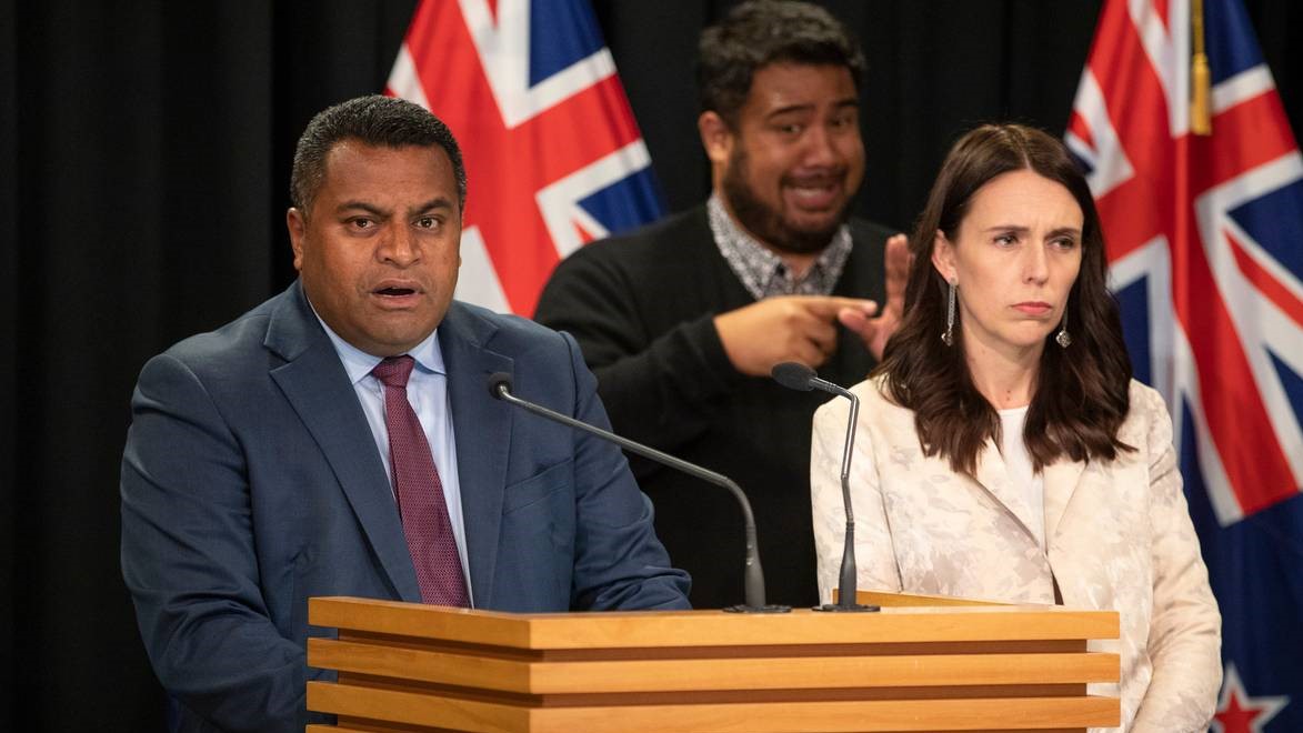 Kris Faafoi and Prime Minister Jacinda Ardern. 