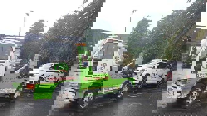 A tow truck driver has been slammed after attempting to tow away a Blind Foundation vehicle carrying two guide dogs in the back. Photo / Supplied