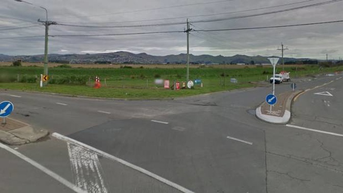 The single-car crash took place at the corner of Cuthberts Rd and Breezes Rd shortly after 2.30am today. Image / Google